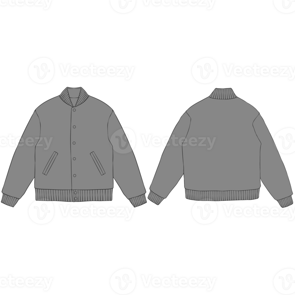 gray varsity bomber jacket mockup illustration png