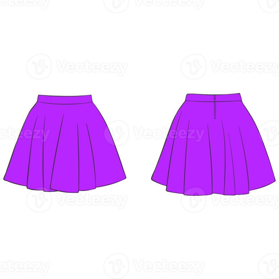 purple short skirt mockup illustration png