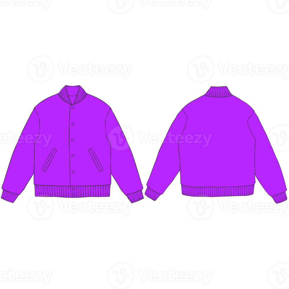 purple varsity bomber jacket mockup illustration png