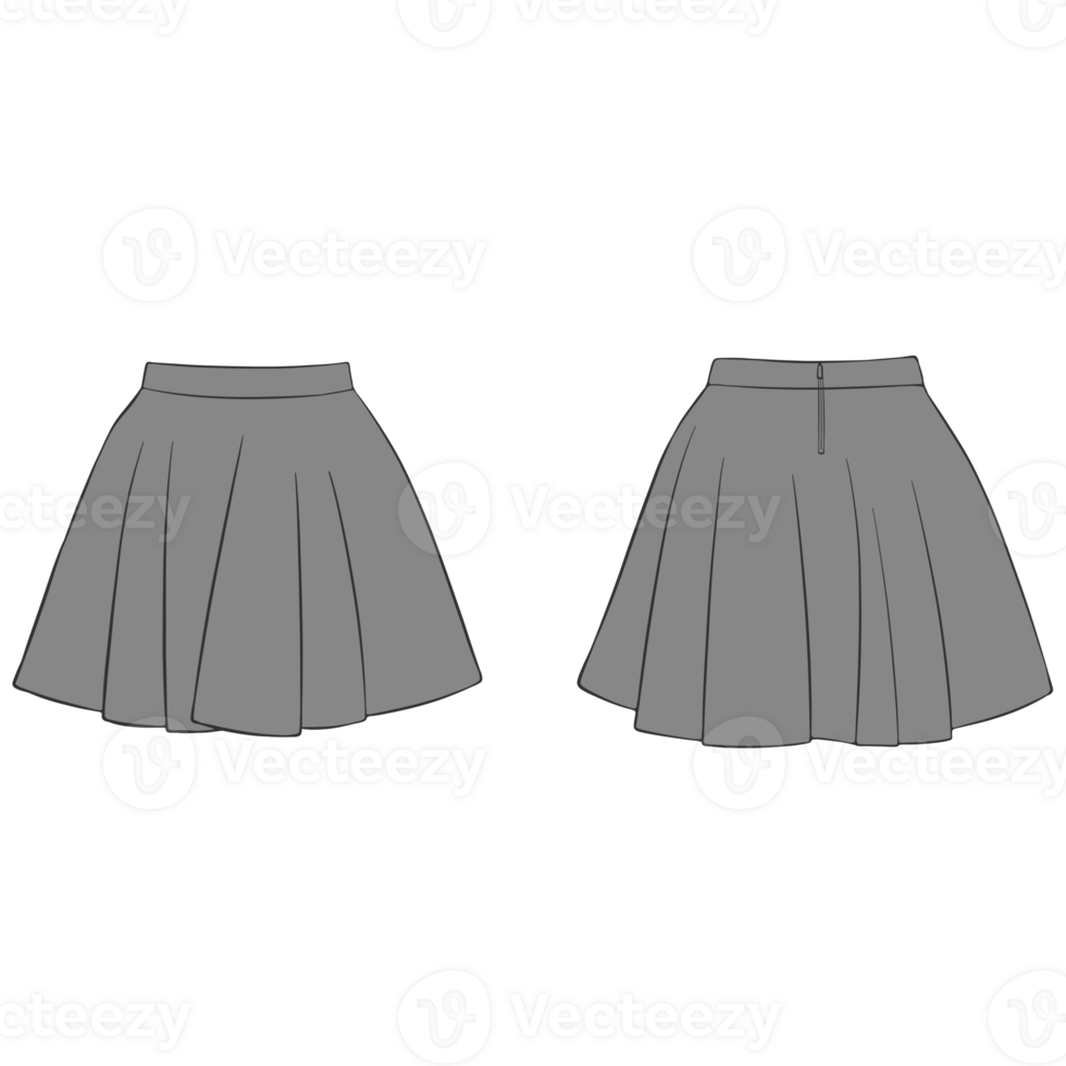 gray short skirt mockup illustration png