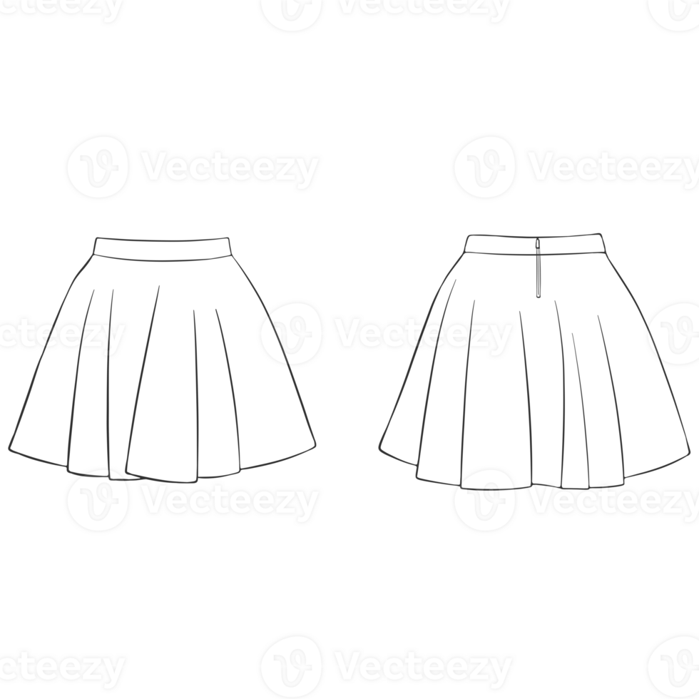 white short skirt mockup illustration png