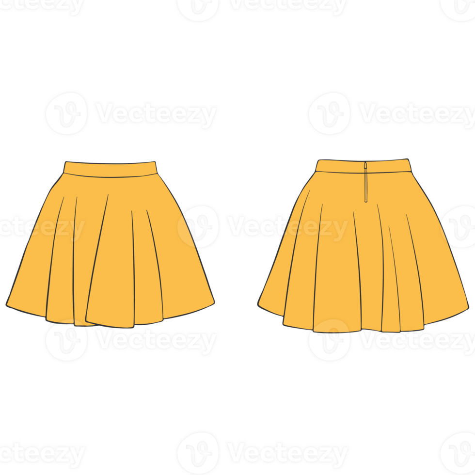 yellow short skirt mockup illustration png