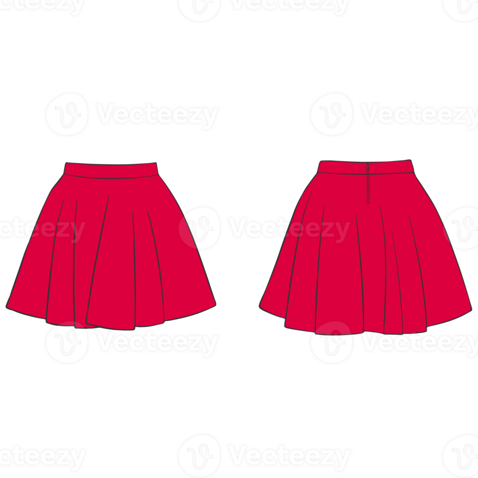 red short skirt mockup illustration png