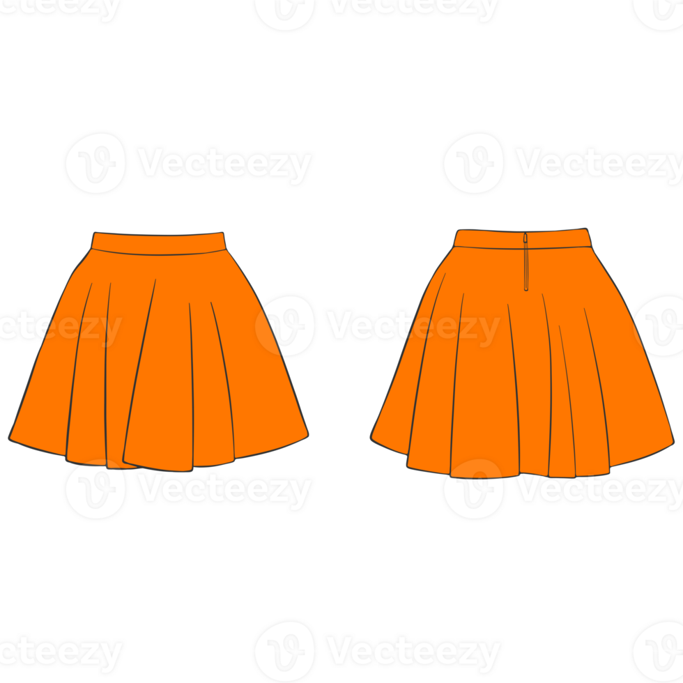 orange short skirt mockup illustration png