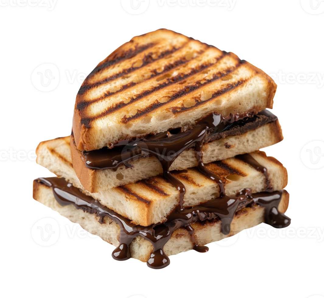 toast melted chocolate sandwich isolated on a transparent background png