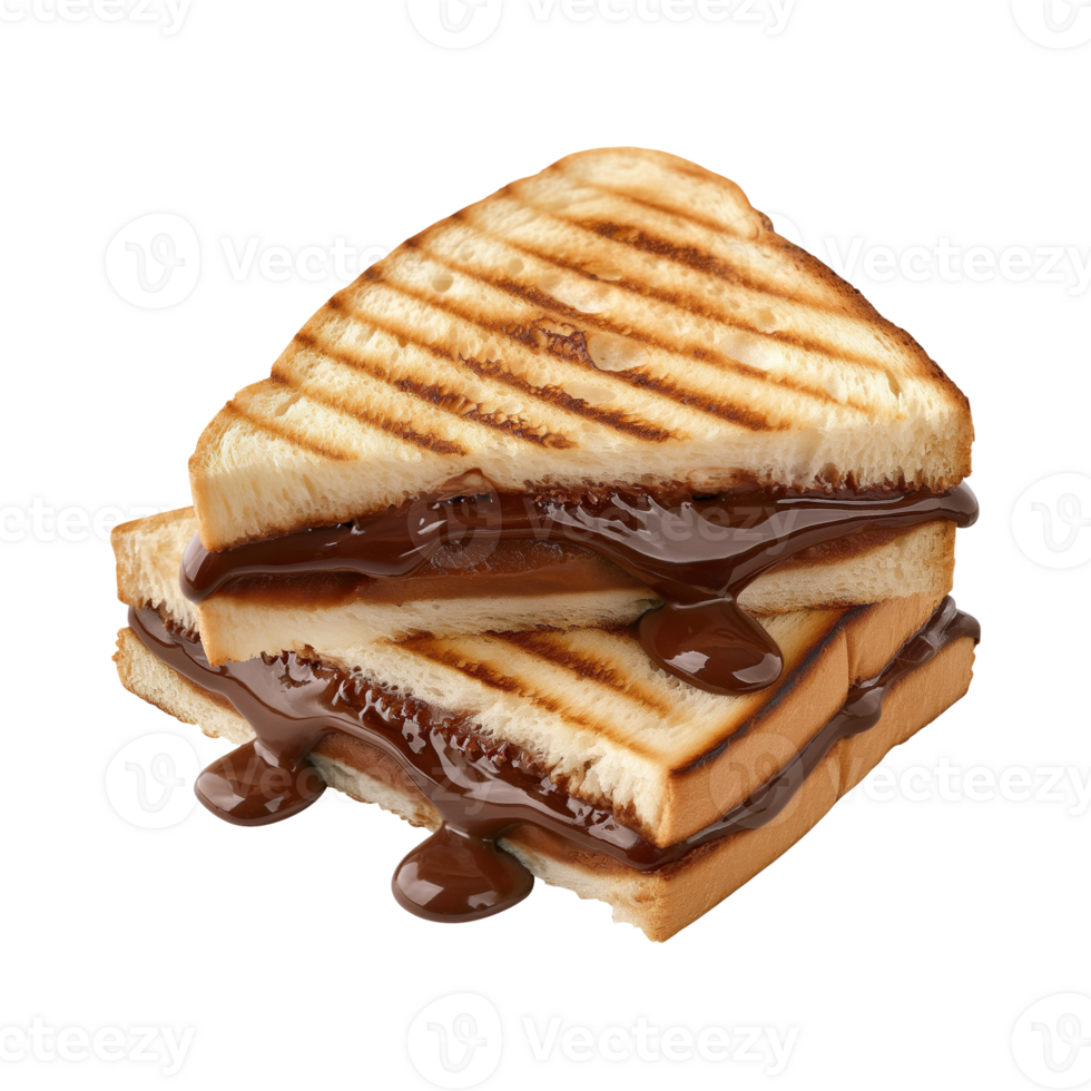 toast melted chocolate sandwich isolated on a transparent background png