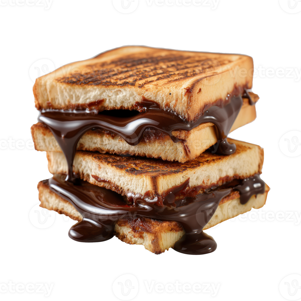 toast melted chocolate sandwich isolated on a transparent background png