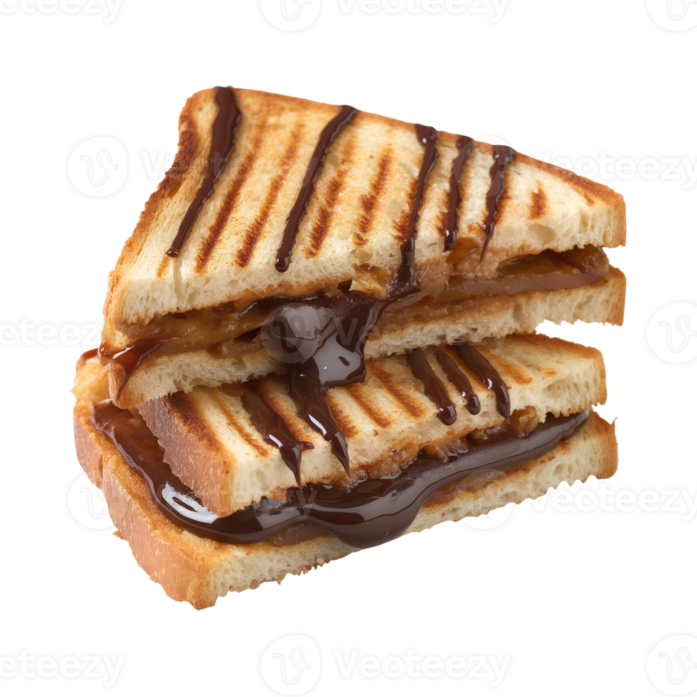 toast melted chocolate sandwich isolated on a transparent background png