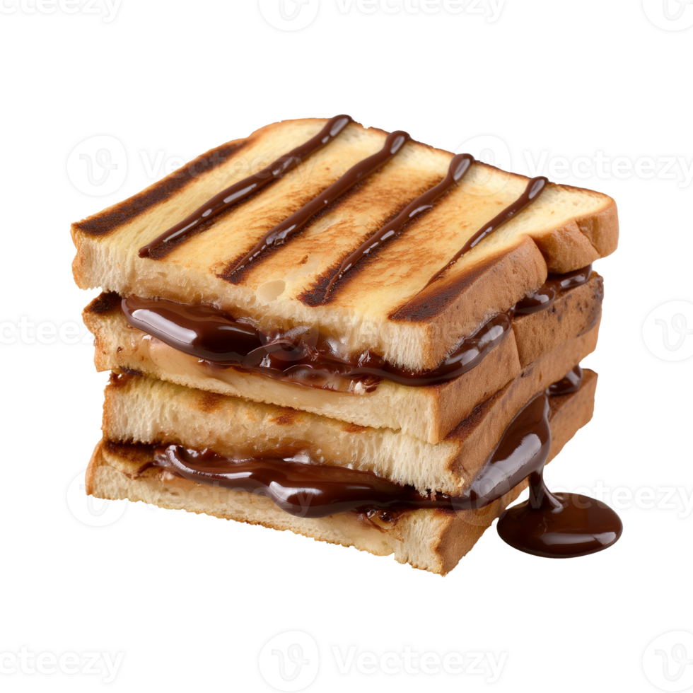 toast melted chocolate sandwich isolated on a transparent background png