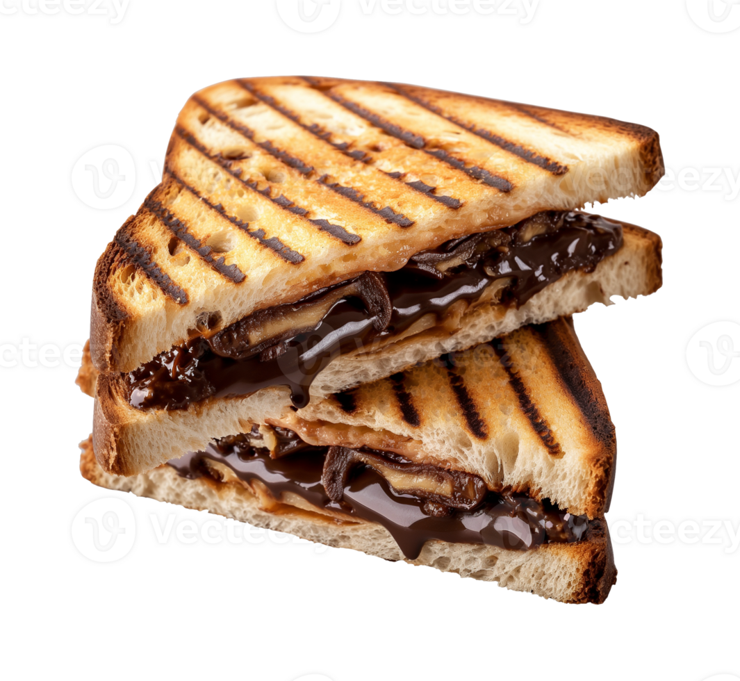 toast melted chocolate sandwich isolated on a transparent background png