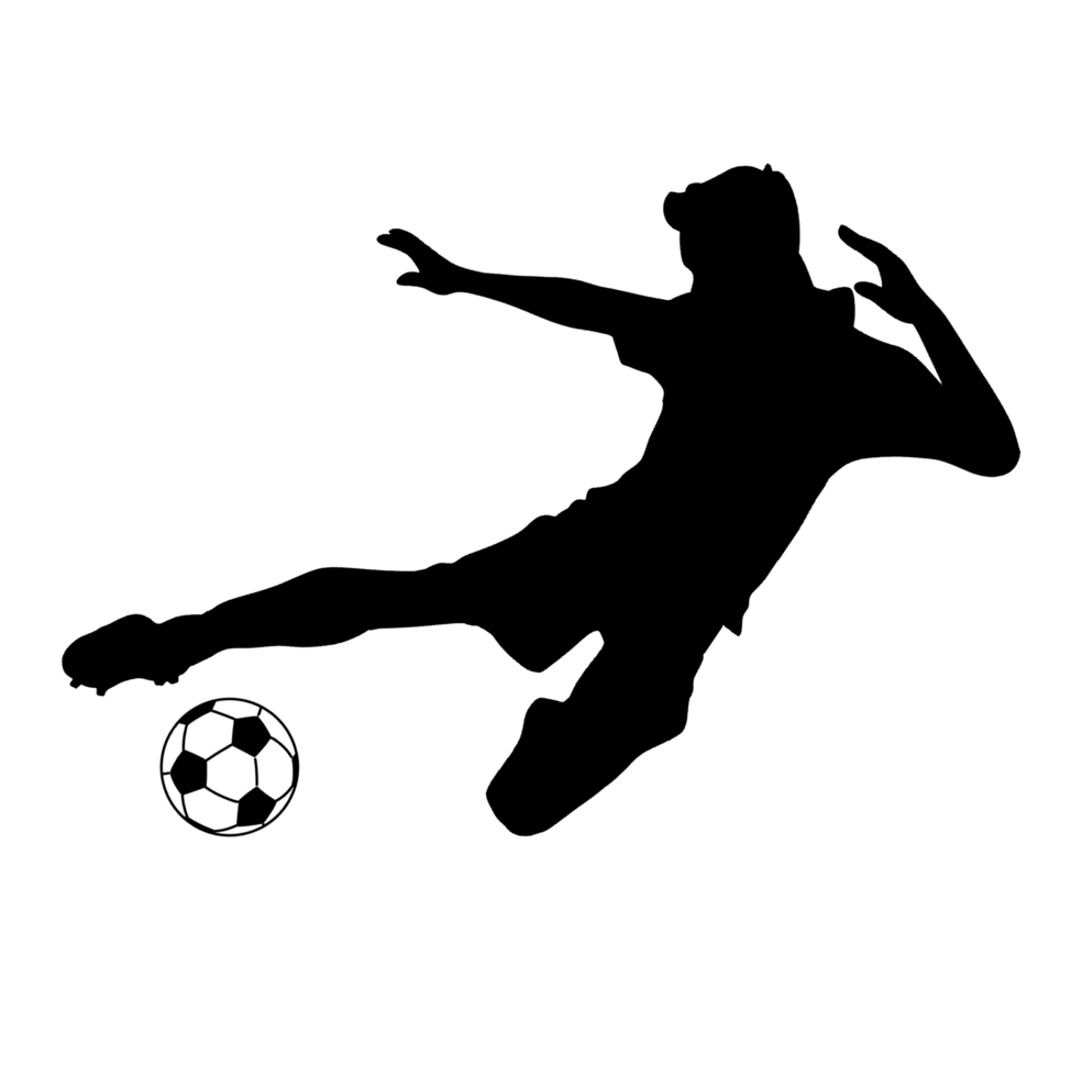 silhouette of a soccer player kicking the ball png