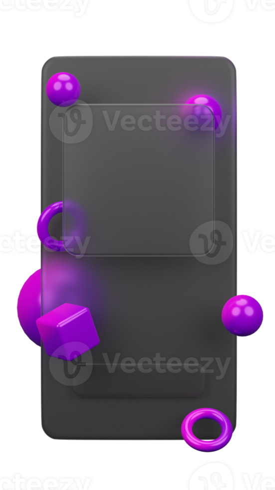 3d rendering of glassmorphism design for social media png