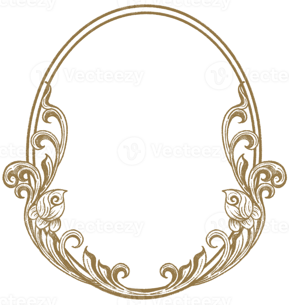 Vintage Decorative Frame. Flower decoration circle. Ornate border hand drawn. png