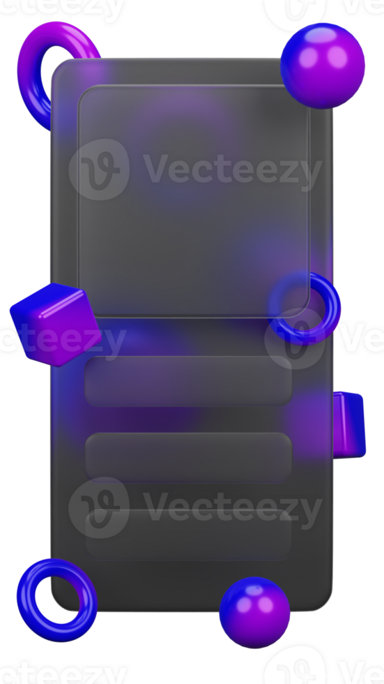 3d rendering of glassmorphism design for social media png