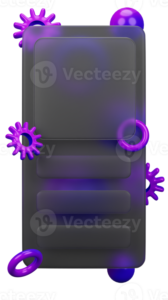 3d rendering of glassmorphism design for social media png