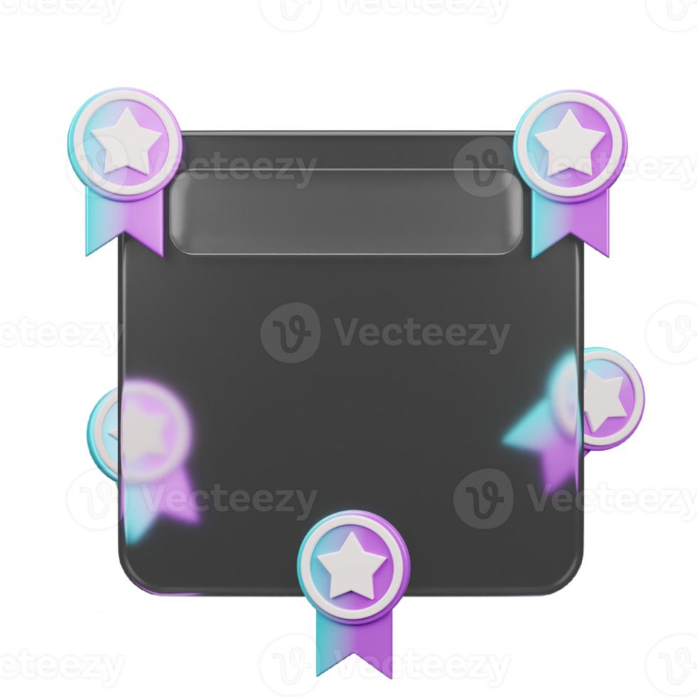 3d rendering of glassmorphism design with medal png
