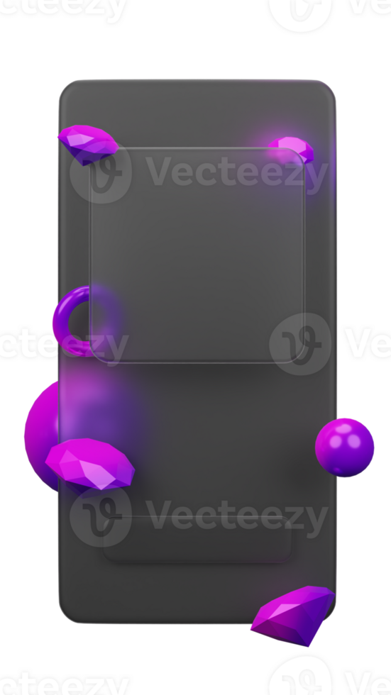3d rendering of glassmorphism design for social media png