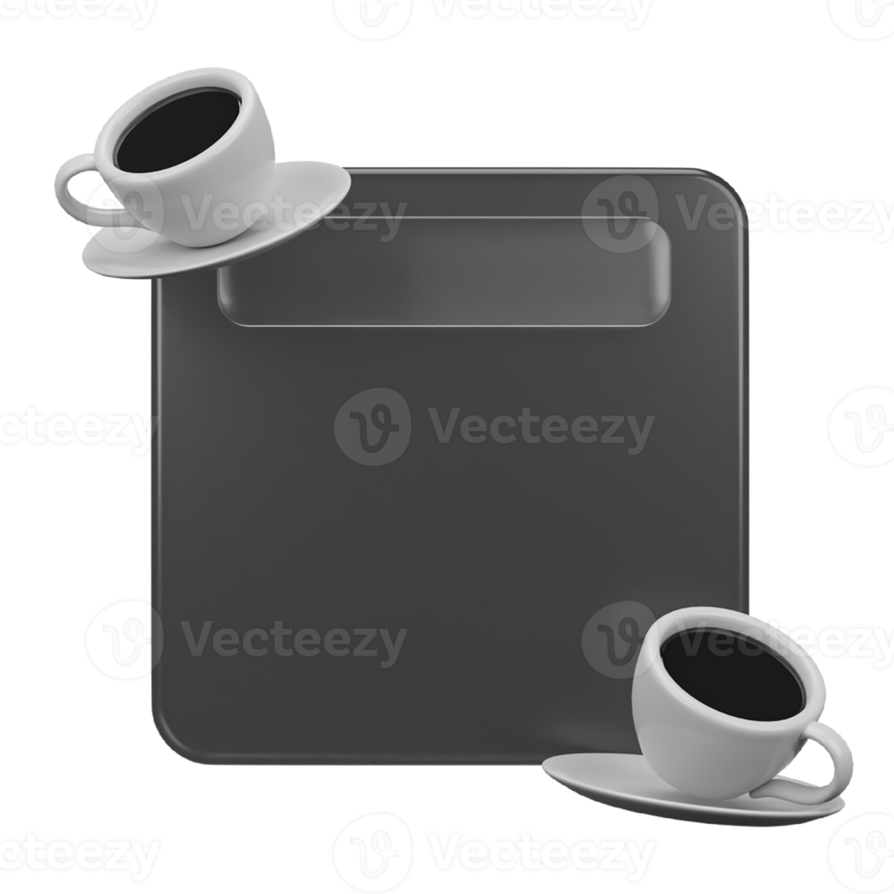 3d rendering of glassmorphism design with a cup of coffee png