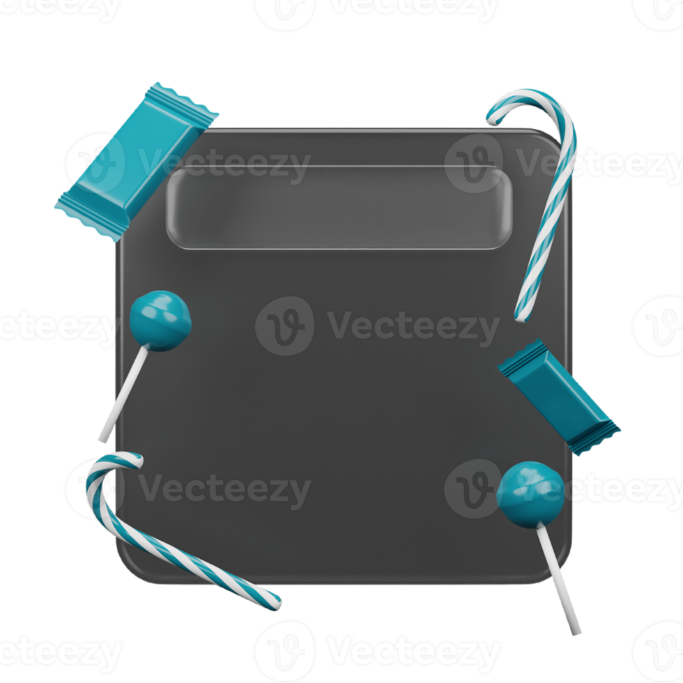3d Rendern von Glasmorphismus Design mit Süßigkeiten png