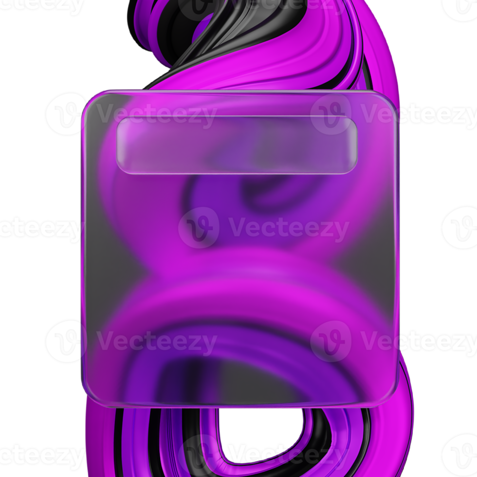 3d rendering of glassmorphism design with abstract png