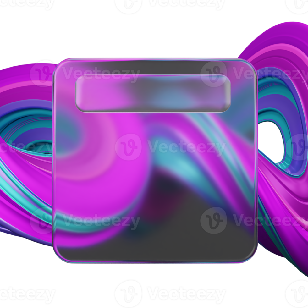 3d rendering of glassmorphism design with abstract png