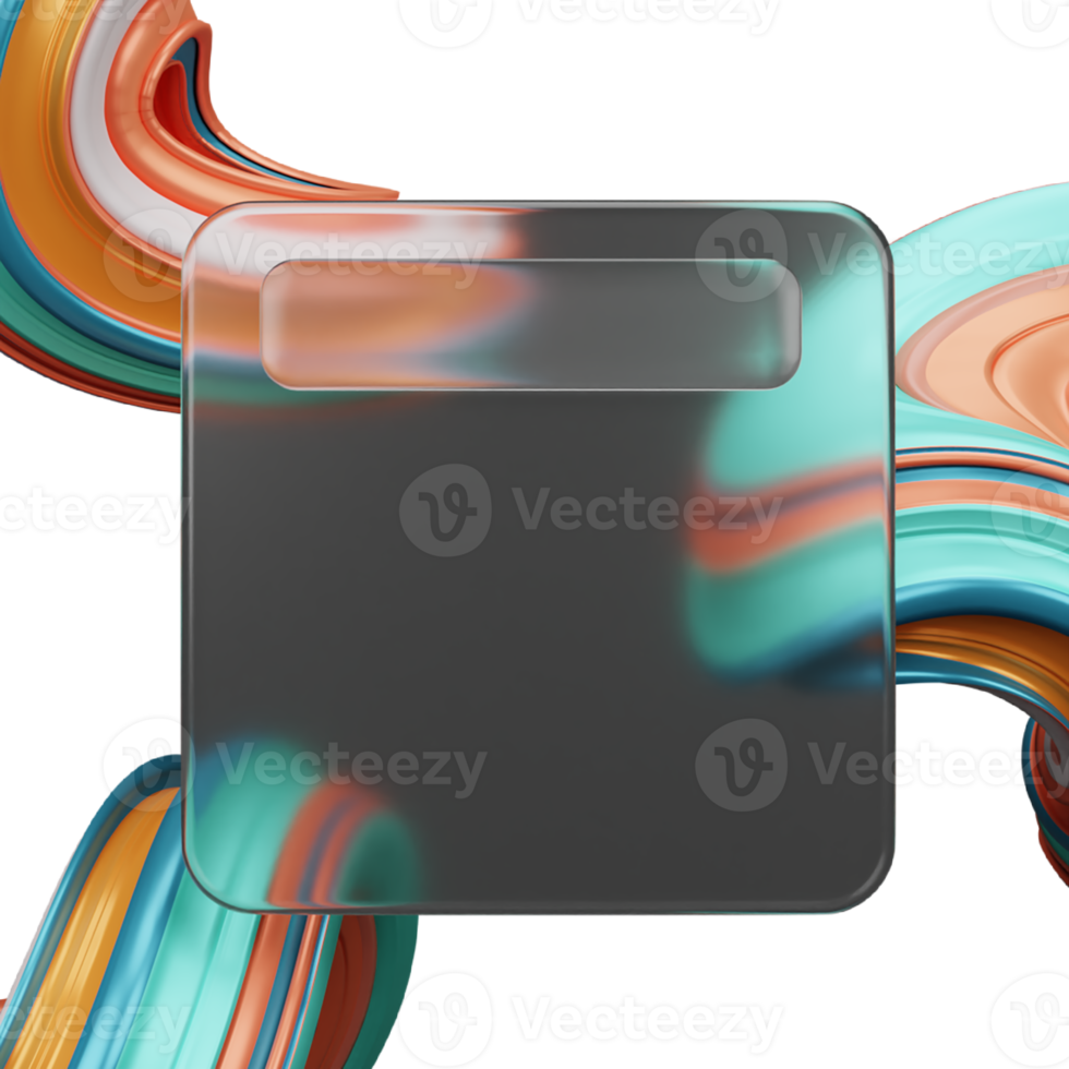 3d rendering glassmorphism with abstract png