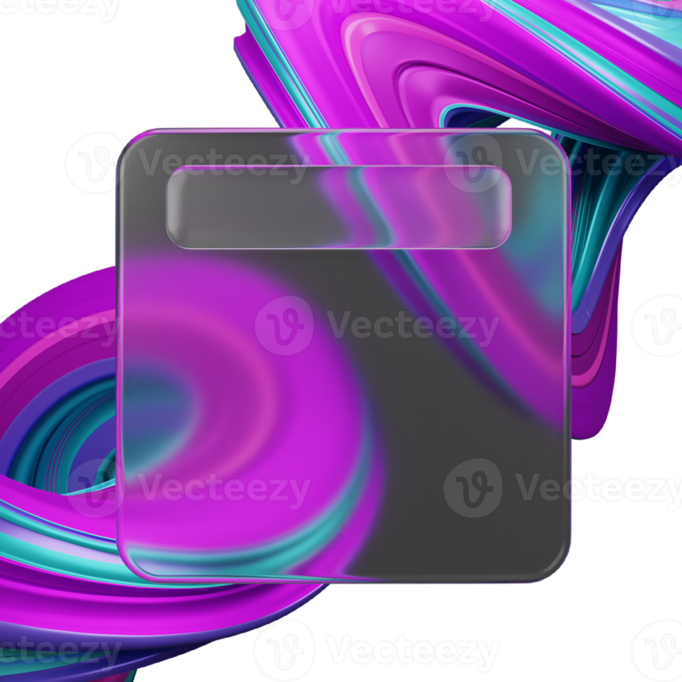3d rendering of glassmorphism design with abstract png