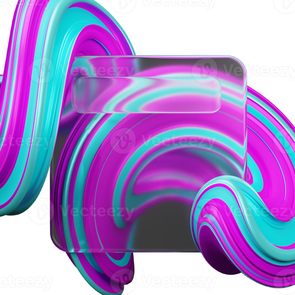 3d rendering of glassmorphism design with abstract png