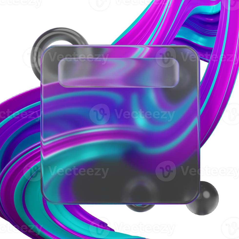 3d rendering of glassmorphism design with abstract png