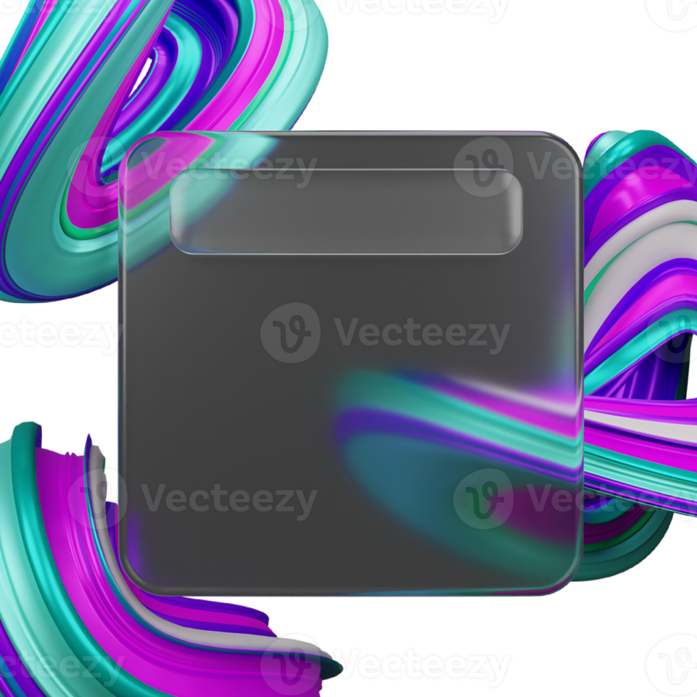 3d rendering of glassmorphism design with abstract png