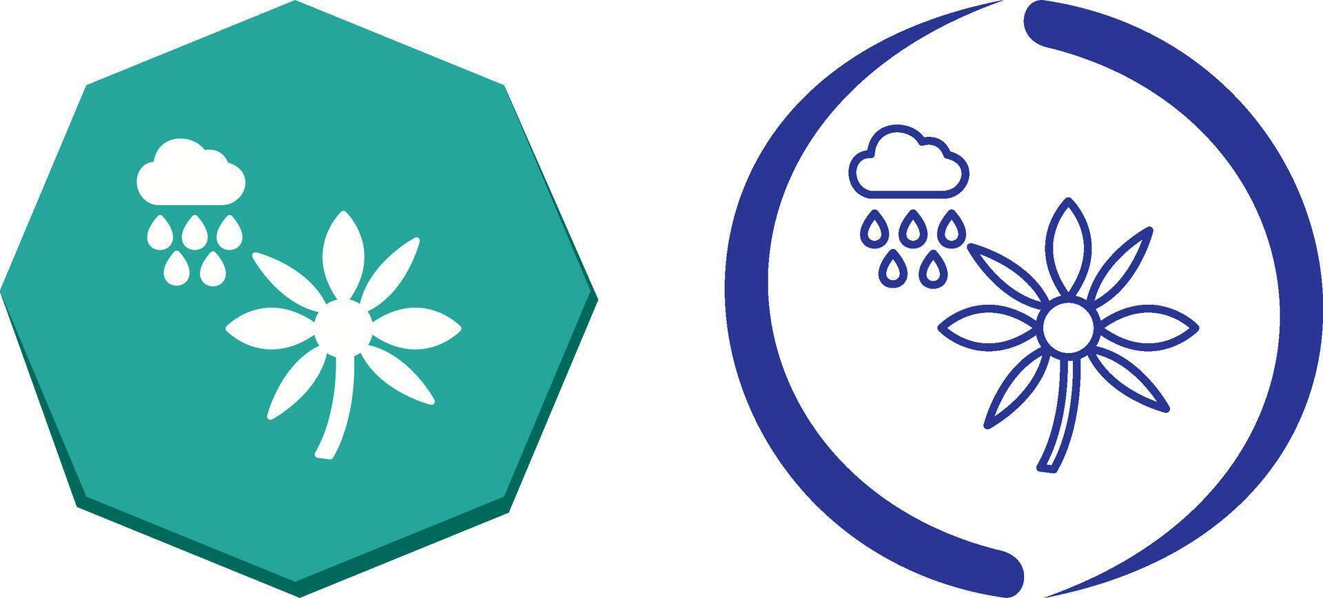 Flower with rain Icon Design vector