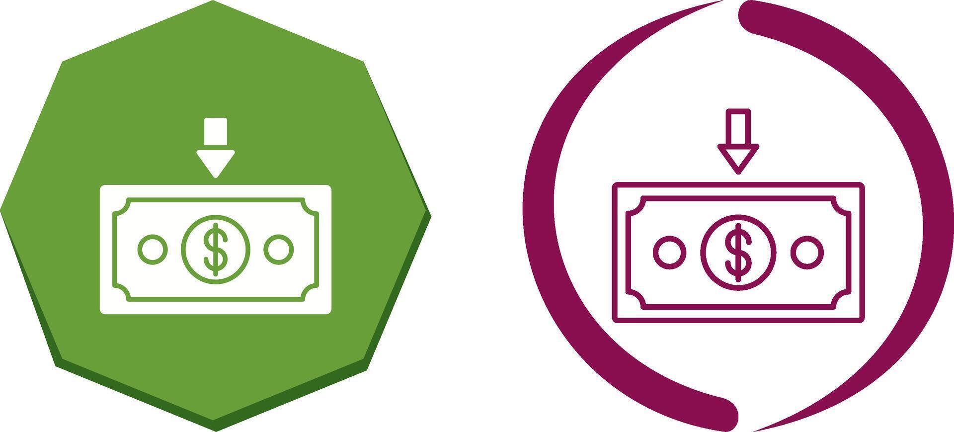 dinero abajo icono diseño vector