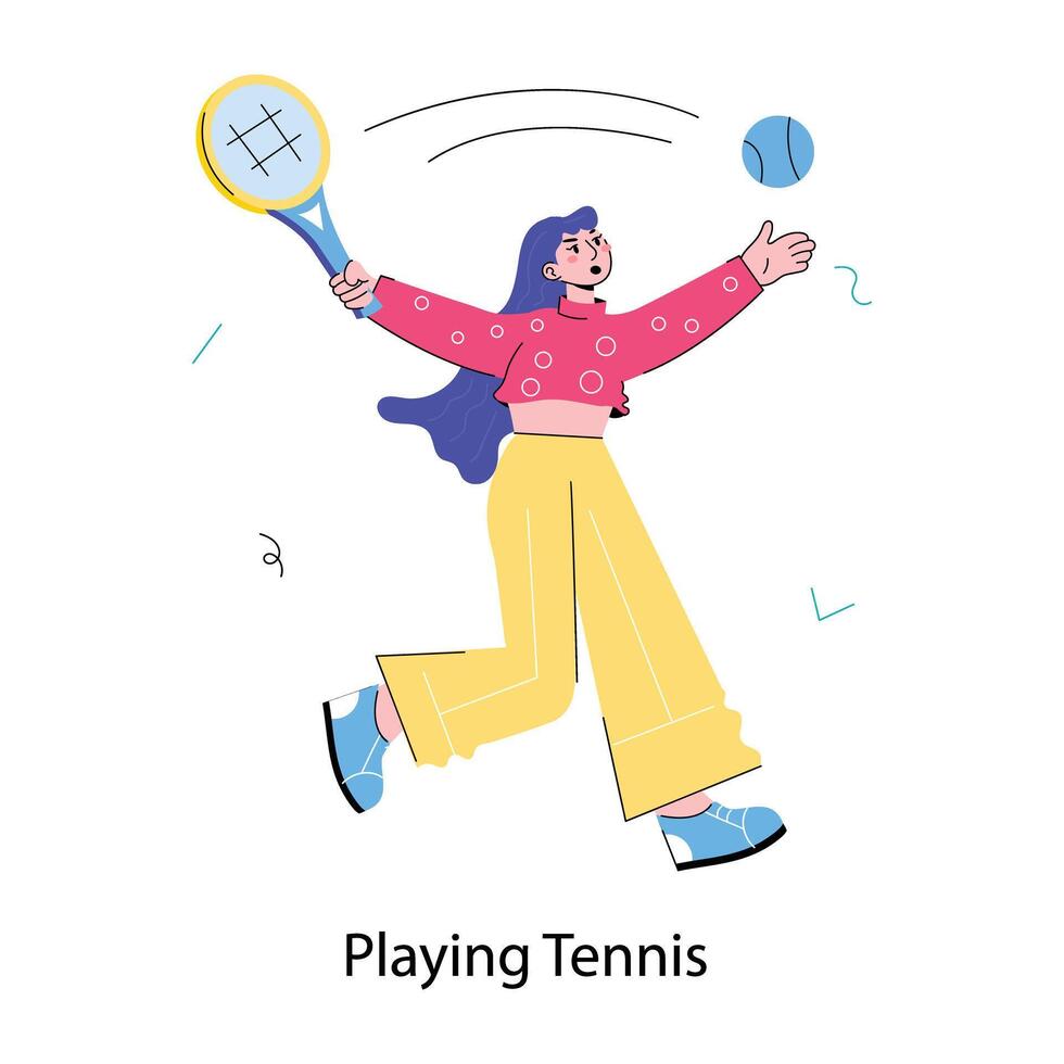 Trendy Playing Tennis vector