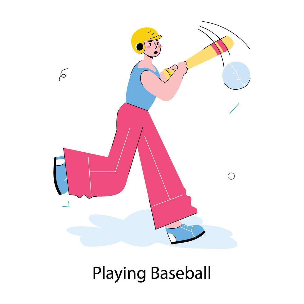 Trendy Playing Baseball vector