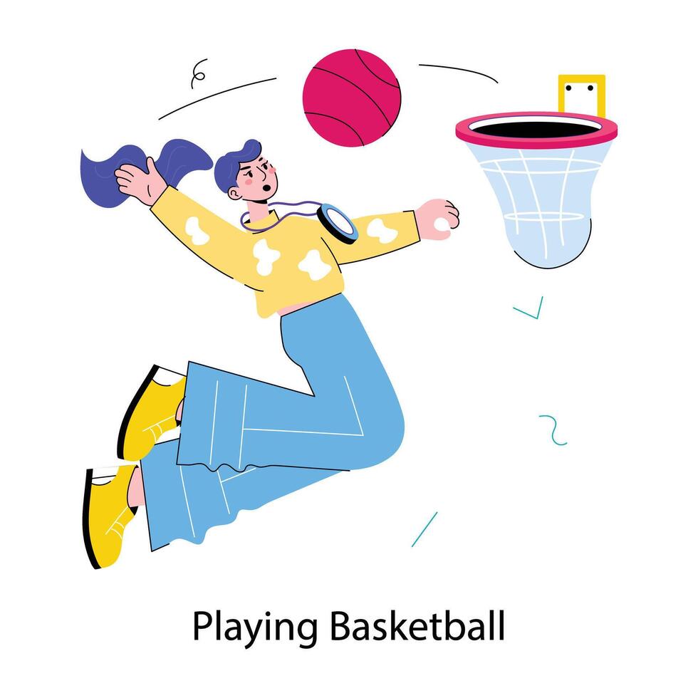 Trendy Playing Basketball vector