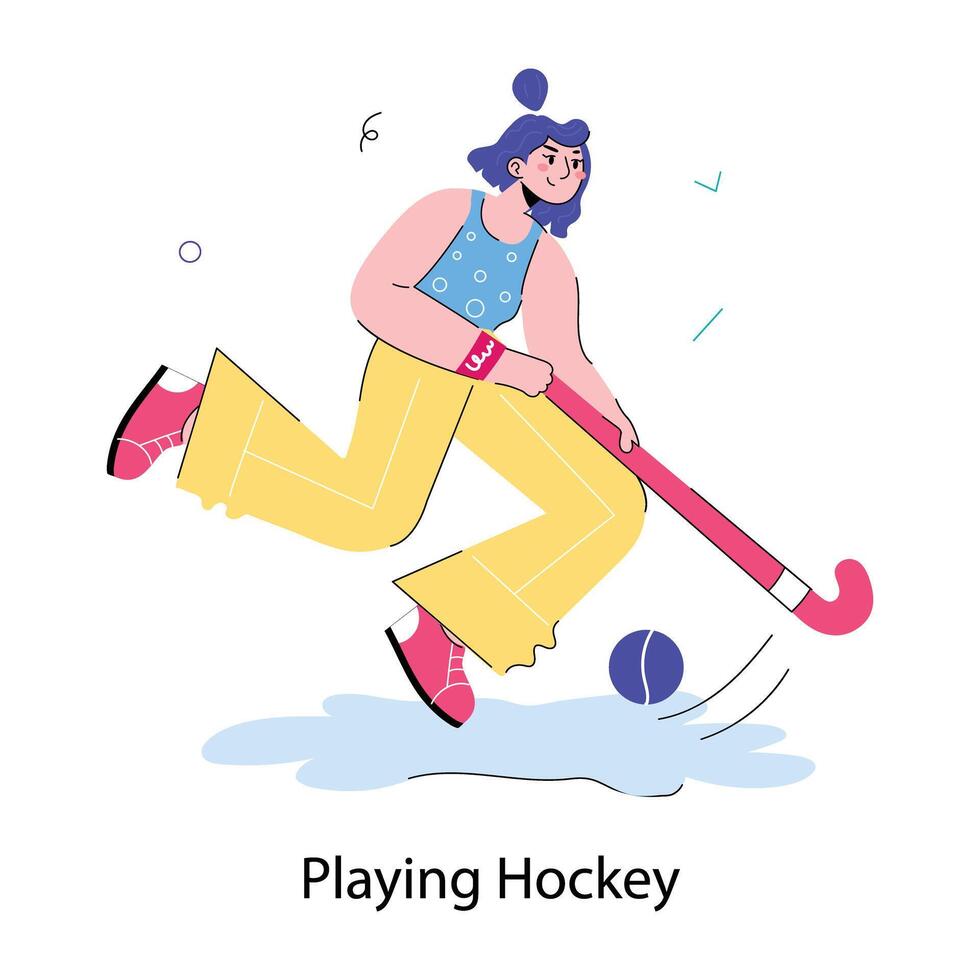 Trendy Playing Hockey vector