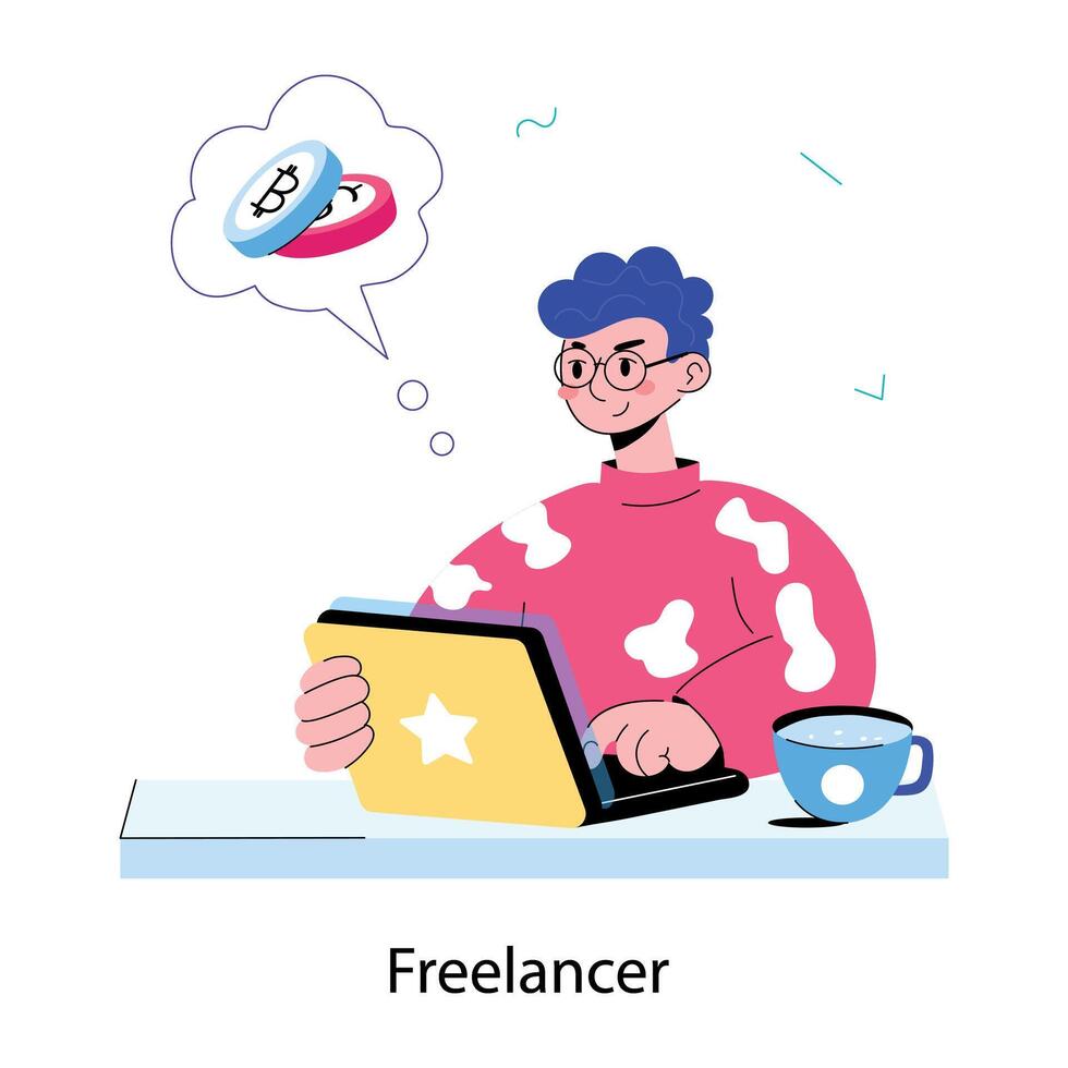 Trendy Freelancer Concepts vector