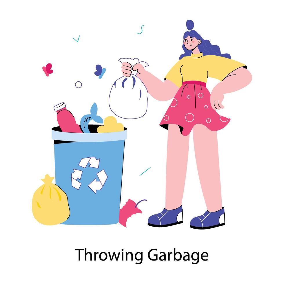 Trendy Throwing Garbage vector