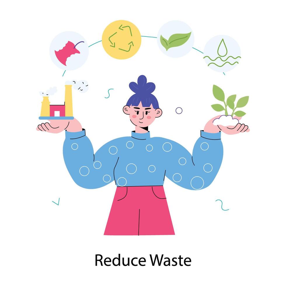 Trendy Reduce Waste vector