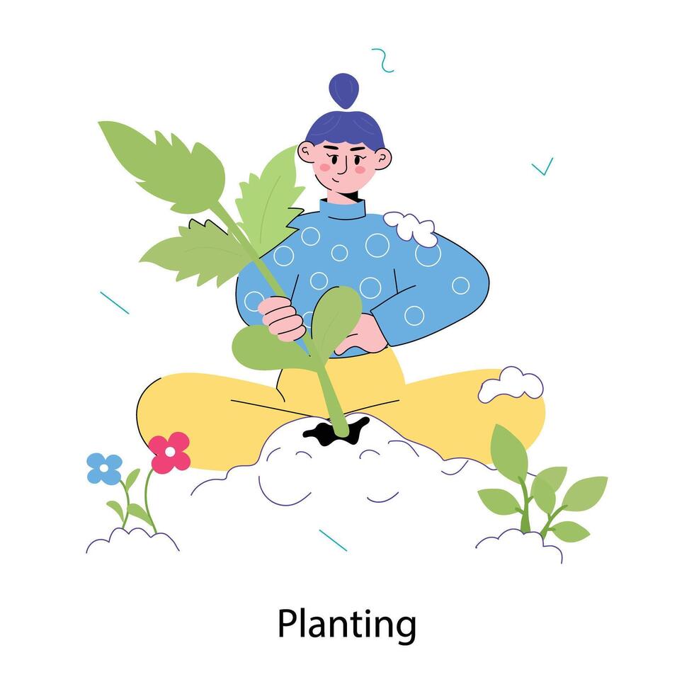 Trendy Planting Concepts vector