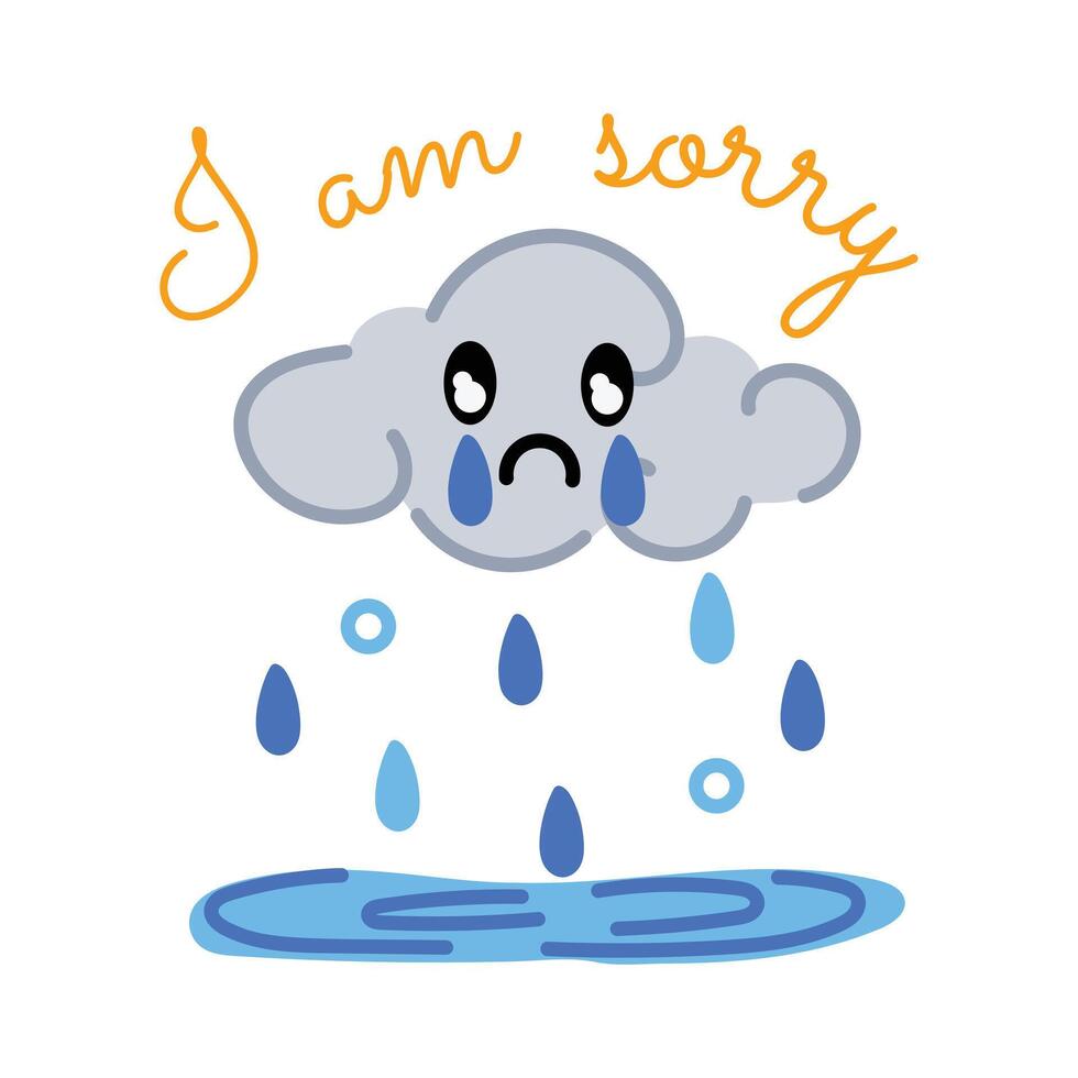 Trendy Sad Cloud vector