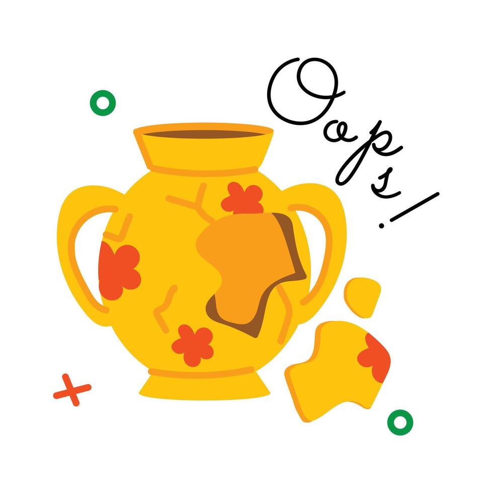 Trendy Broken Vase vector