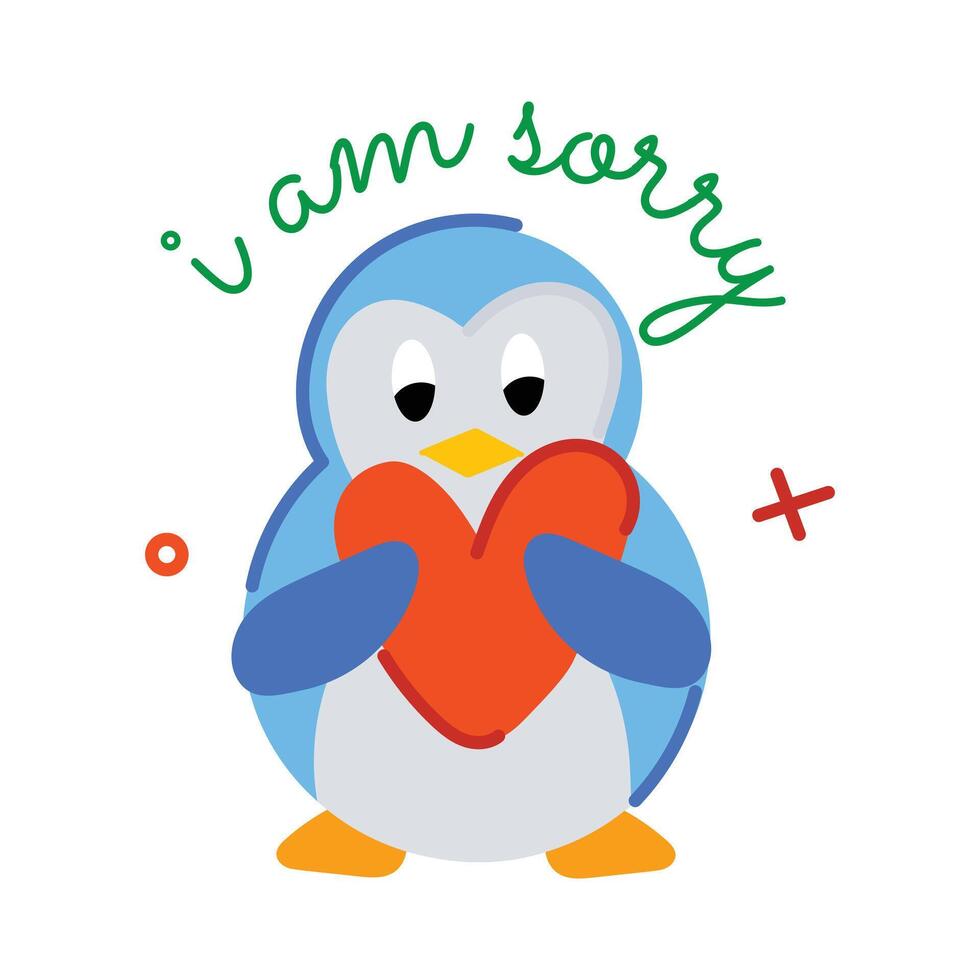 Trendy Sad Penguin vector