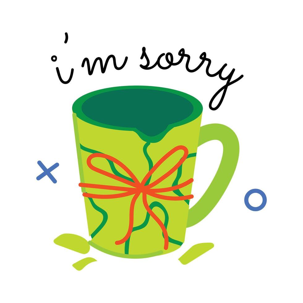 Trendy Broken Mug vector
