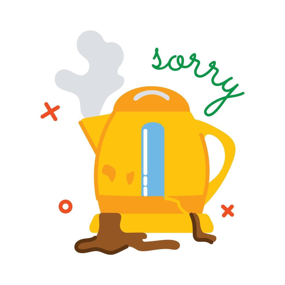 Trendy Broken Kettle vector