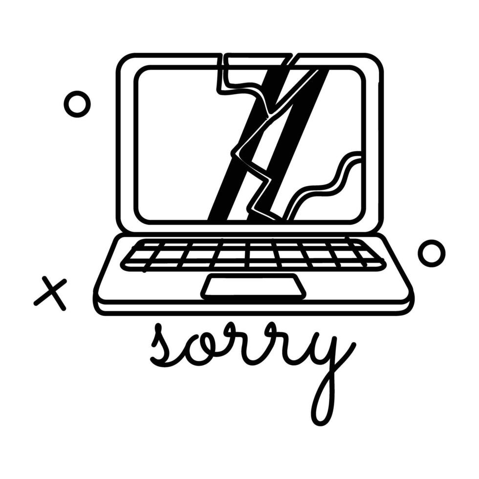 Trendy Broken Laptop vector