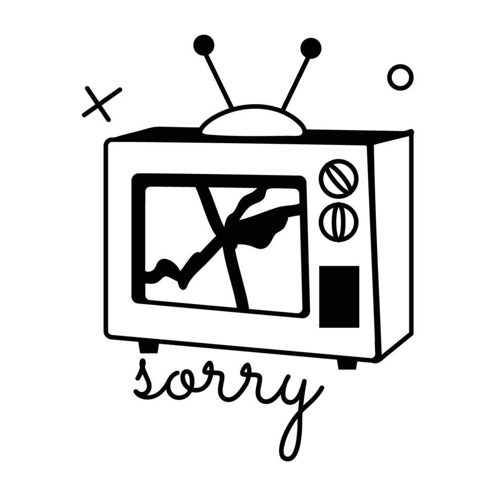 Trendy Broken TV vector