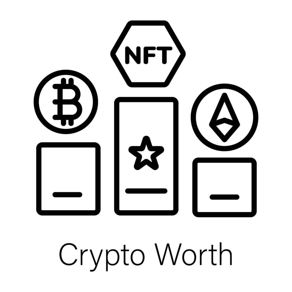 Trendy Crypto Worth vector