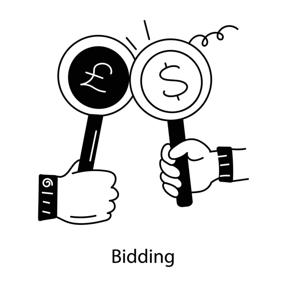 Trendy Bidding Concepts vector