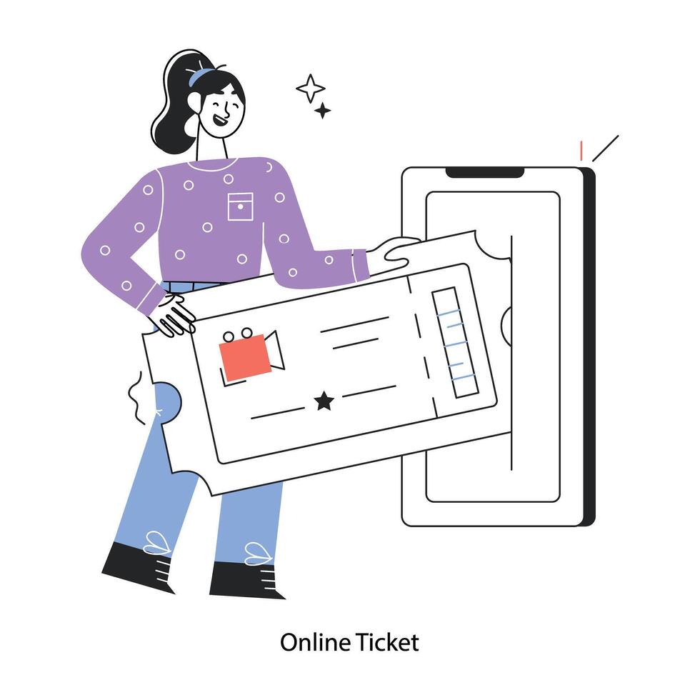 Trendy Online Ticket vector